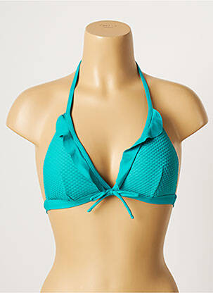 Haut de maillot de bain fermeture liens à nouer haut soutien-gorge avec mousse de rembourrage amovible bleu VARIANCE femme