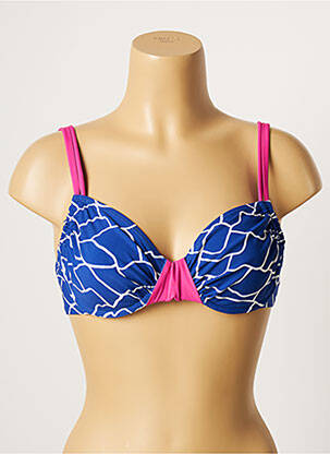 Haut de maillot de bain stretch haut soutien-gorge emboitant bleu BELCOR femme