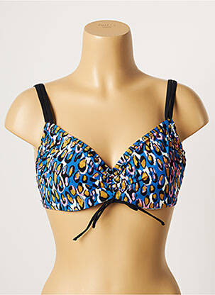 Haut de maillot de bain stretch haut soutien-gorge emboitant bleu BELCOR femme