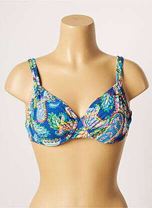 Haut de maillot de bain stretch haut soutien-gorge emboitant bleu BELCOR femme