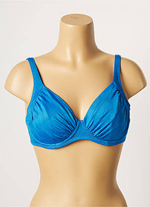 Haut de maillot de bain stretch haut soutien-gorge emboitant bleu BELCOR femme