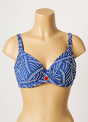 Haut de maillot de bain stretch haut soutien-gorge emboitant bleu BELCOR femme