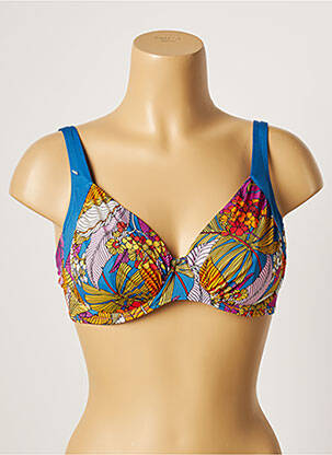 Haut de maillot de bain stretch haut soutien-gorge emboitant bleu BELCOR femme