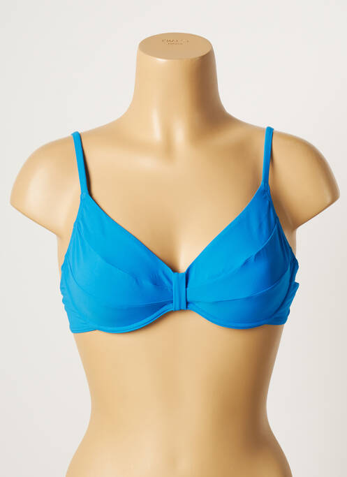 Haut de maillot de bain stretch haut soutien-gorge emboitant bleu LOU femme