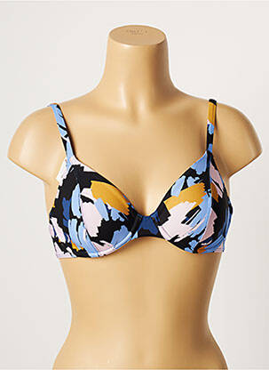 Haut de maillot de bain stretch haut soutien-gorge emboitant bleu LOU femme