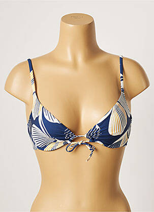 Haut de maillot de bain stretch haut soutien-gorge emboitant bleu LOU femme