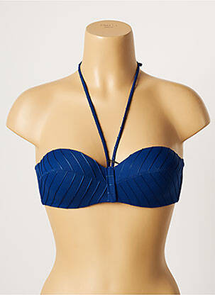 Haut de maillot de bain stretch haut soutien-gorge moulé bleu LOU femme