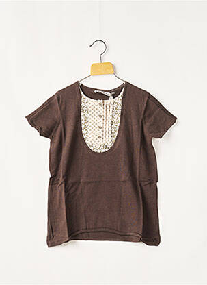 Pull stretch manches courtes marron KOOKAI fille