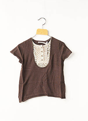 Pull stretch manches courtes marron KOOKAI fille