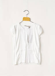 Pull tissage lainage manches courtes blanc KOOKAI fille