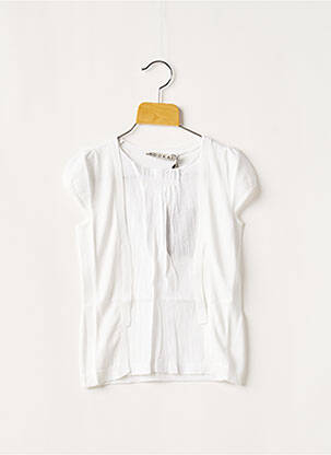 Pull tissage lainage manches courtes blanc KOOKAI fille