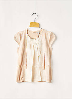 Pull tissage lainage manches courtes rose KOOKAI fille