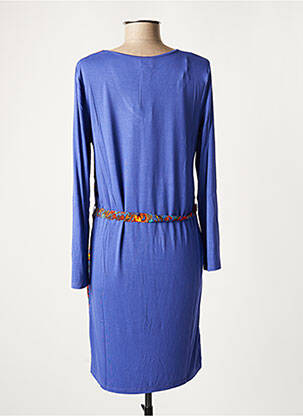 Robe mi-longue imprimé fantaisie manches longues bleu LA FIANCEE DU MEKONG femme