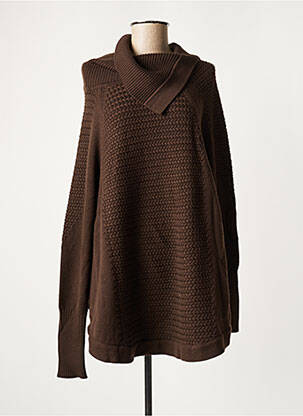 Pull tunique finition bords-côtes manches longues marron OVALE femme
