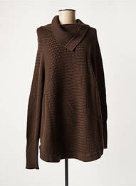Pull tunique coupe over-size manches longues marron OVALE femme