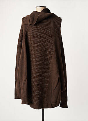 Pull tunique finition bords-côtes manches longues marron OVALE femme