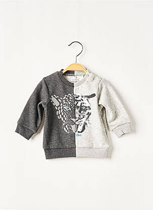 Sweat-shirt tissage chiné manches longues gris IKKS enfant