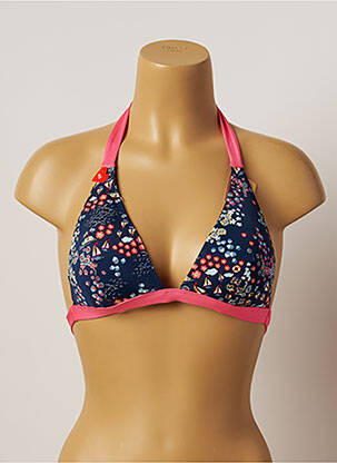 Haut de maillot de bain fermeture liens à nouer haut soutien-gorge avec mousse de rembourrage amovible bleu VARIANCE femme