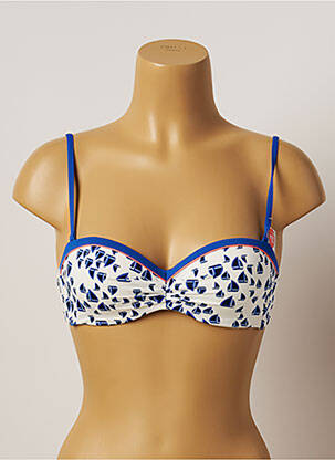 Haut de maillot de bain stretch haut soutien-gorge moulé blanc VARIANCE femme