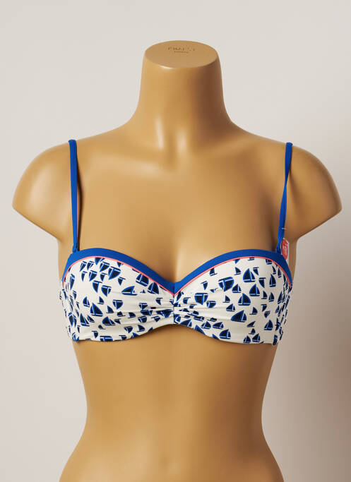 Haut de maillot de bain stretch haut soutien-gorge moulé blanc VARIANCE femme