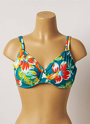Haut de maillot de bain stretch haut soutien-gorge emboitant vert BELCOR femme