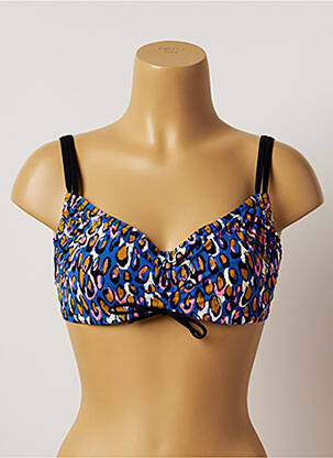 Haut de maillot de bain stretch haut soutien-gorge emboitant bleu BELCOR femme
