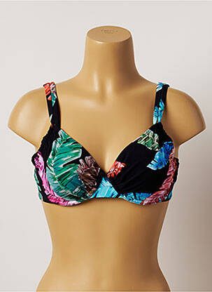 Haut de maillot de bain stretch haut soutien-gorge emboitant noir BELCOR femme
