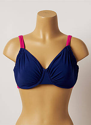 Haut de maillot de bain stretch haut soutien-gorge emboitant bleu BELCOR femme