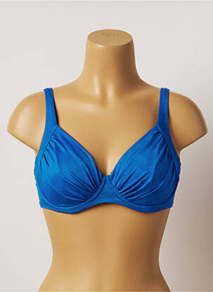 Haut de maillot de bain stretch haut soutien-gorge emboitant bleu BELCOR femme
