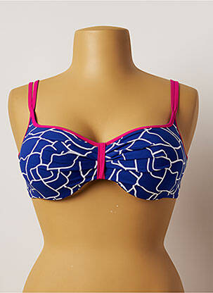 Haut de maillot de bain stretch haut soutien-gorge moulé bleu BELCOR femme