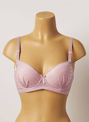 Soutien-gorge tissage dentelle haut soutien-gorge moulé rose HANA femme