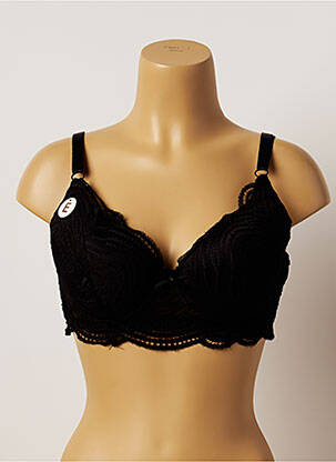 Soutien-gorge tissage dentelle haut soutien-gorge emboitant noir HANA femme