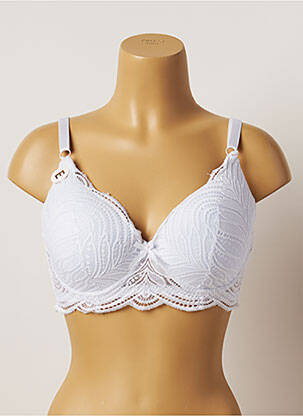 Soutien-gorge tissage dentelle haut soutien-gorge emboitant blanc HANA femme