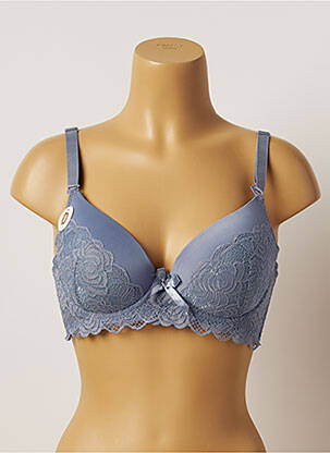Soutien-gorge tissage dentelle haut soutien-gorge moulé bleu HANA femme