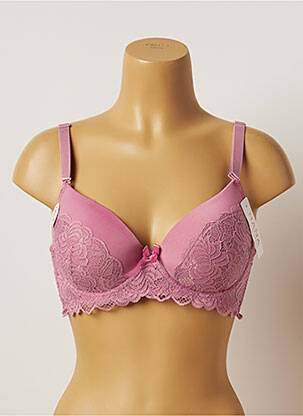 Soutien-gorge tissage dentelle haut soutien-gorge moulé rose HANA femme