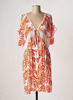 Poncho orange BARANDI pour femme