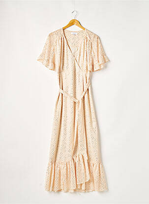 Robe longue manches courtes manches courtes beige OPULLENCE femme