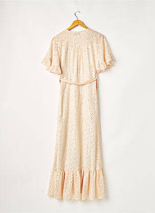 Robe longue manches courtes manches courtes beige OPULLENCE femme