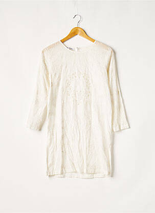 Robe courte fermeture zippée au dos manches longues blanc LES PETITES... femme