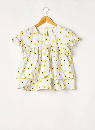 Blouse imprimé fleurs manches courtes jaune ZARA femme