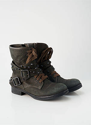 Bottines/boots matière lisse talon plat jusqu'à 3cm vert ASH femme