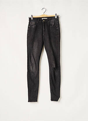 Jeans coupe slim broderie rivets taille haute noir DENIM AVENUE femme
