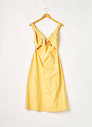 Robe mi-longue coupe évasée fines bretelles jaune URBAN REVIVO femme
