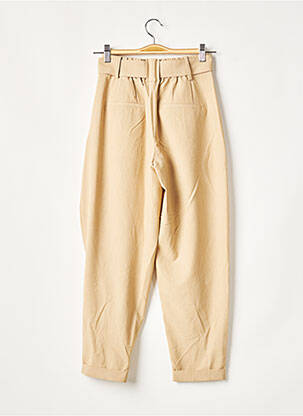 Pantalon large fermeture zippée sous rabat boutonné taille haute beige BERSHKA femme