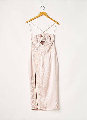 Robe mi-longue fermeture zippée au dos fines bretelles rose HOUSE OF CB LONDON femme