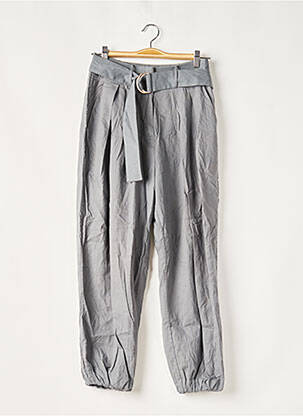 Pantalon large tissage popeline taille haute gris TULAROSA femme
