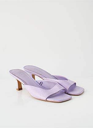 Mules/sabots matière lisse talon de 4 à 6cm violet MANGO femme