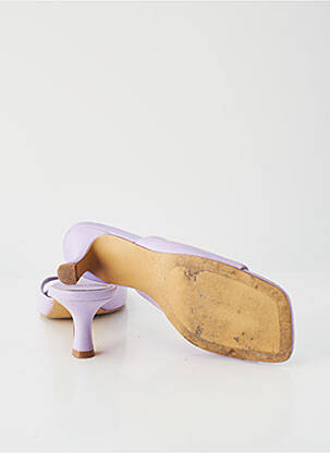 Mules/sabots matière lisse talon de 4 à 6cm violet MANGO femme
