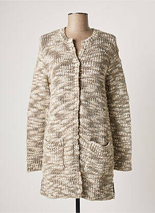 Gilet manches longues col rond vert ONE STEP femme