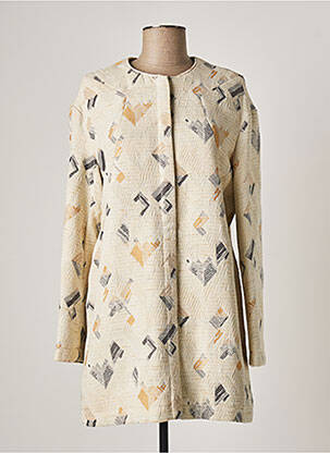 Manteau long coupe droite sans capuche jaune ONE STEP femme